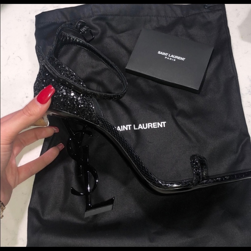 YsL Opyum glitter heels